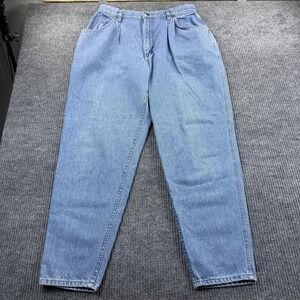 Vintage Lee Jeans Womens 18 Long Blue Light Wash High Rise Tapered Relaxed 31x29